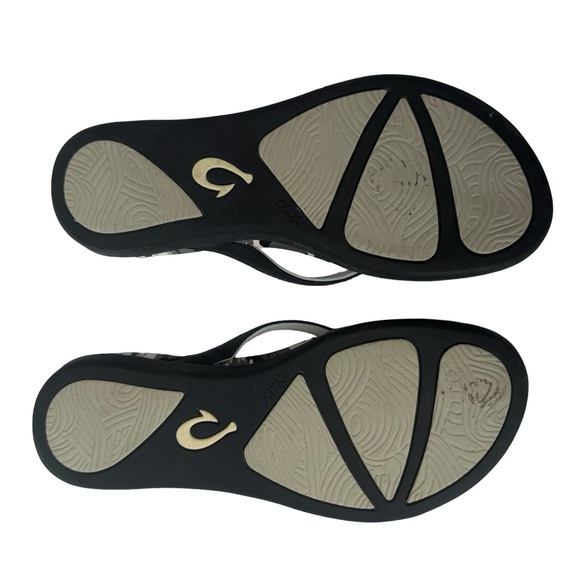 Olukai Ohana Black Pink Camo Flip Flops Thong Sandals 7 Womens Comfort Beach GUC - Picture 7 of 7